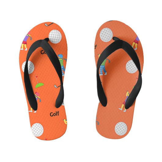 Golfpatroon op sinaasappel kinder teenslippers (Voetbed)