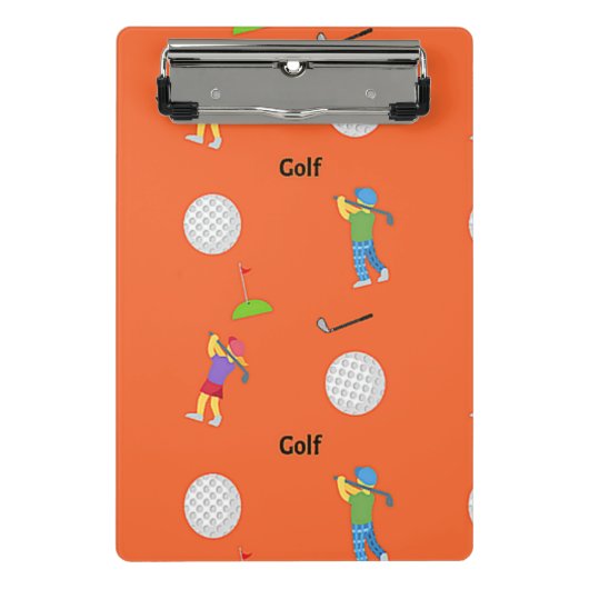 Golfpatroon op sinaasappel mini klembord (Voorkant)