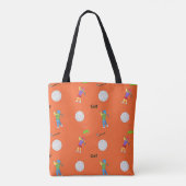 Golfpatroon op sinaasappel tote bag (Achterkant)