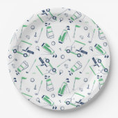 Golfpatroon papieren borden bordje (Voorkant)
