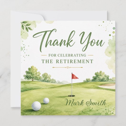 Golfpensioen dankkaart, golf dankkaart (Voorkant)