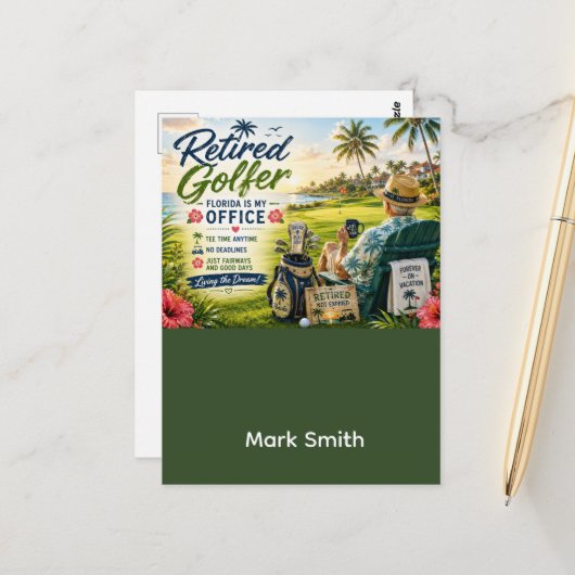 Golfpensioen in Florida Briefkaart (Voorkant / Achterkant in situ)