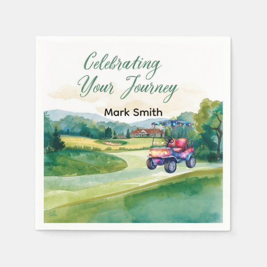 Golfpensioen met bal op de green  servet (Voorkant)