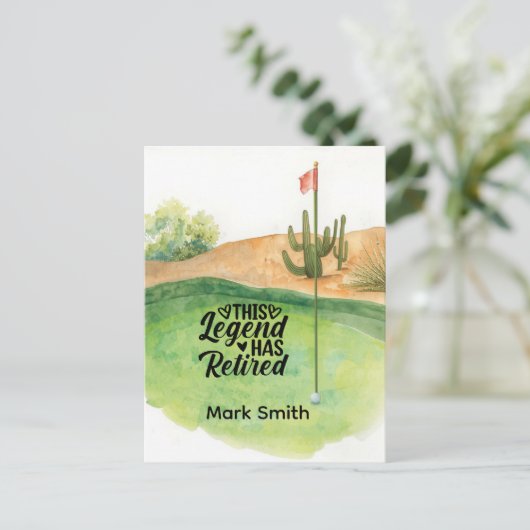 Golfpensioen met bal op green briefkaart (Staand voorkant)