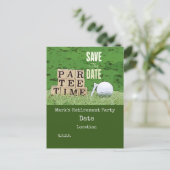 Golfpensioen met ball par t-shirt tijd op groene C Briefkaart (Staand voorkant)