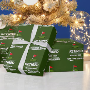Golfpensioen met golfbal op gras cadeaupapier