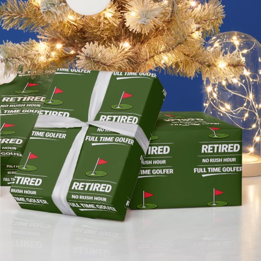 Golfpensioen met golfbal op gras cadeaupapier (Feestdagen)
