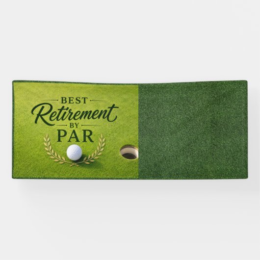 Golfpensioen met golfbal op green spandoek (Horizontaal)
