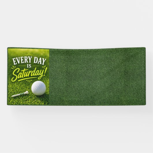 Golfpensioen met golfbal op green spandoek (Horizontaal)
