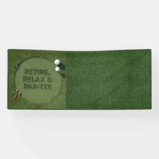 Golfpensioen met golfbal op green spandoek (Horizontaal)