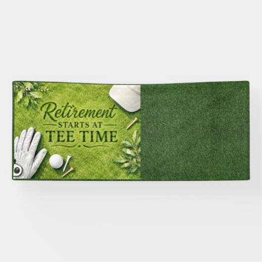 Golfpensioen met golfbal op green spandoek (Horizontaal)