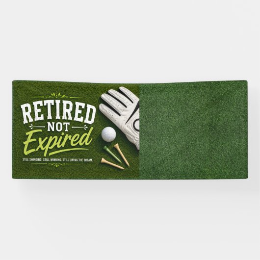 Golfpensioen met golfbal op green  spandoek (Horizontaal)