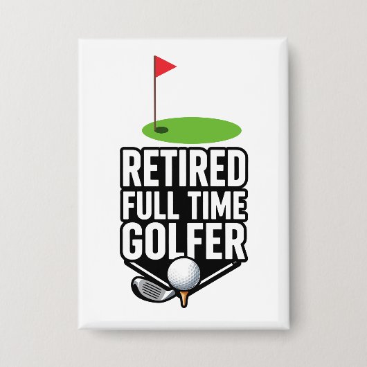 Golfpensioen met golfvlag Golfballen Button (Voorkant)