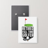 Golfpensioen met golfvlag Golfballen Button (Voorkant / Achterkant)