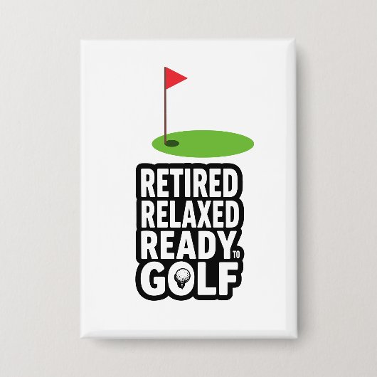 Golfpensioen met golfvlag Golfballen Button (Voorkant)