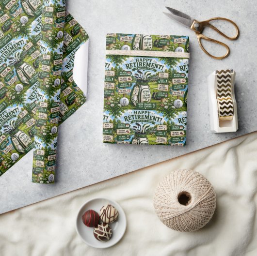 Golfpensioen met grappig woord  cadeaupapier (Crafts)