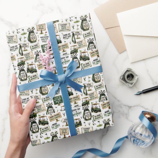 Golfpensioen met grappig woord  cadeaupapier (Geschenken)