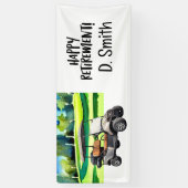 Golfpensioen met kar golfbaan achtergrond spandoek (Verticaal)