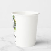 Golfpensioen met winkelwagen op groene waterverf papieren bekers (Links)