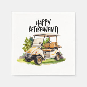 Golfpensioen met winkelwagen op groene waterverf servet