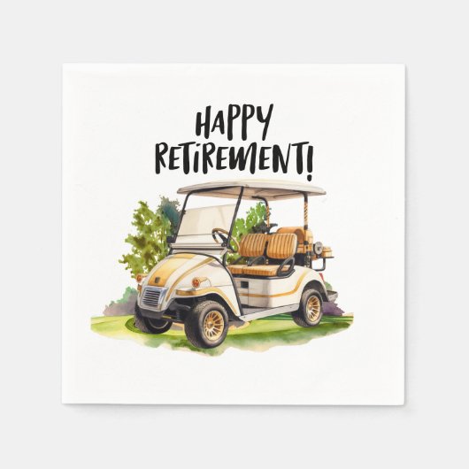 Golfpensioen met winkelwagen op groene waterverf servet (Voorkant)