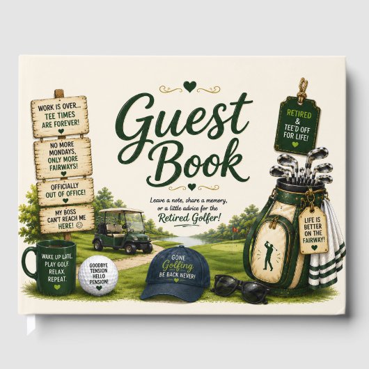 Golfpensioen op golfbaan gastenboek (Voorkant)
