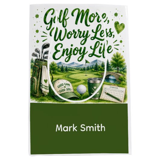 Golfpensioen op putting green medium cadeauzakje (Voorkant)