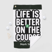 Golfpensioen thema leven is beter op de golfbaan golfhanddoek (Insitu)
