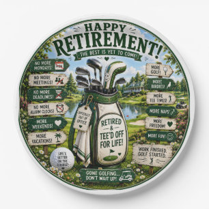 Golfpensioen thema  papieren bordje