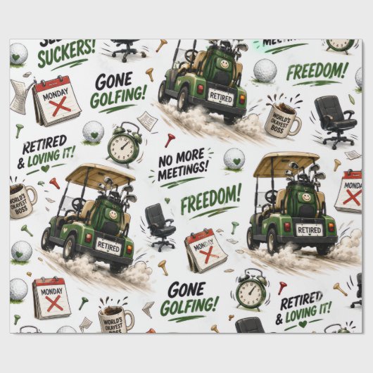 Golfpensioen thema voor golfer cadeaupapier (Vlak)