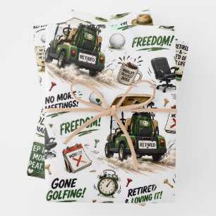 Golfpensioen thema voor golfer inpakpapier vel