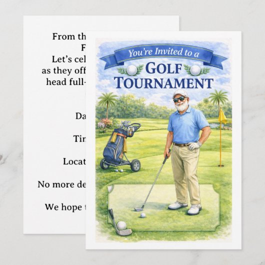 Golfpensioenfeestje Kaart (Voorkant / Achterkant)