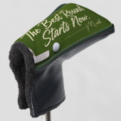 Golfpensioenplan op green  golfheadcover (3/4 voorkant)
