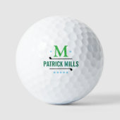 GolfPlayers Eenvoudig Elegant Groen Monogram Golfballen (Voorkant)