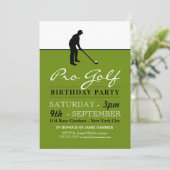 Golfprofessional, golfsilhouet, verjaardagsfeestje kaart (Staand voorkant)