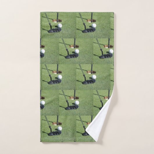 Golfputter die deel op het groen merken, bad handdoek (Handdoek)