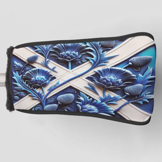 Golfputter Hoesje met Scottish Thistles Design Golfheadcover (Voorkant)
