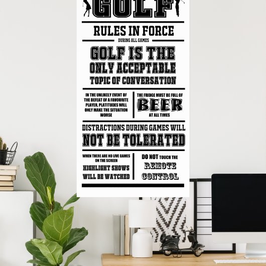 Golfregels van kracht - Groot Poster (Thuiskantoor)