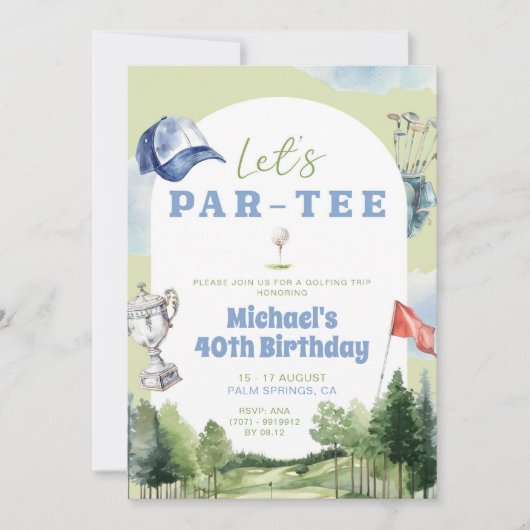 Golfreis verjaardagsweekend itinerary kaart (Voorkant)