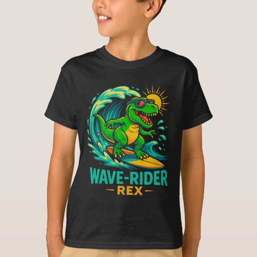 Golfrijder Rex Grappige Surfende Dinosaur T-rex Zo T-shirt (Voorkant)