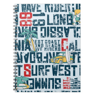 Golfrijder westkust Californische surfploeg Notitieboek