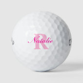 Golfroze monogram naam & initiaal golfballen (Voorkant)