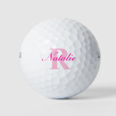 Golfroze monogram naam & initiaal golfballen (Voorkant)