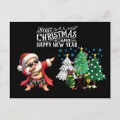 Golfseizoen Groeten met golfkar en flamingo Feestdagenkaart (Voorkant)