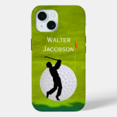 Golfsilhouet Golfer, Bal, Groen personaliseren Case-Mate iPhone Case (Achterkant)