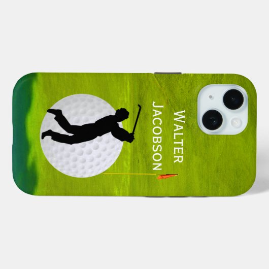 Golfsilhouet Golfer, Bal, Groen personaliseren Case-Mate iPhone Case (Achterkant (horizontaal))
