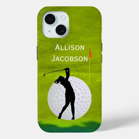 Golfsilhouet Golfer, Bal, Groen personaliseren Case-Mate iPhone Case (Achterkant)
