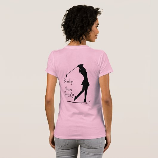 Golfsilhouet, Vrouw, naam, tekst T-shirt (Achterkant volledig)