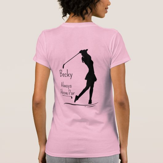 Golfsilhouet, Vrouw, naam, tekst T-shirt (Achterkant)