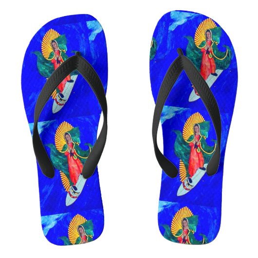 golfslag blauw teenslippers (Voetbed)
